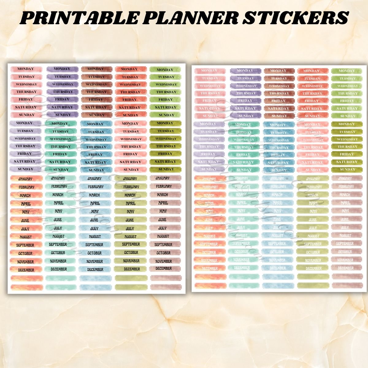 Days of the Week Printable Planner Stickers