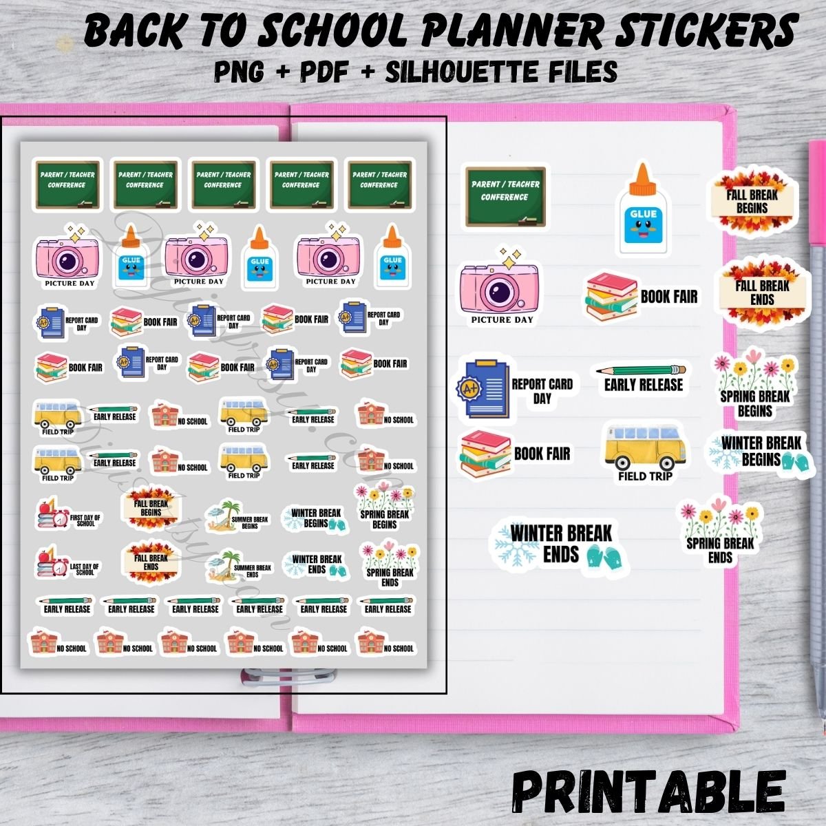 Back to School Planner stickers for Students