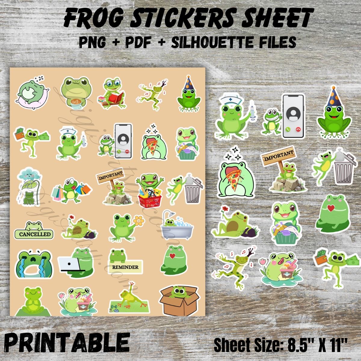 Cute Frog Digital Stickers Pack