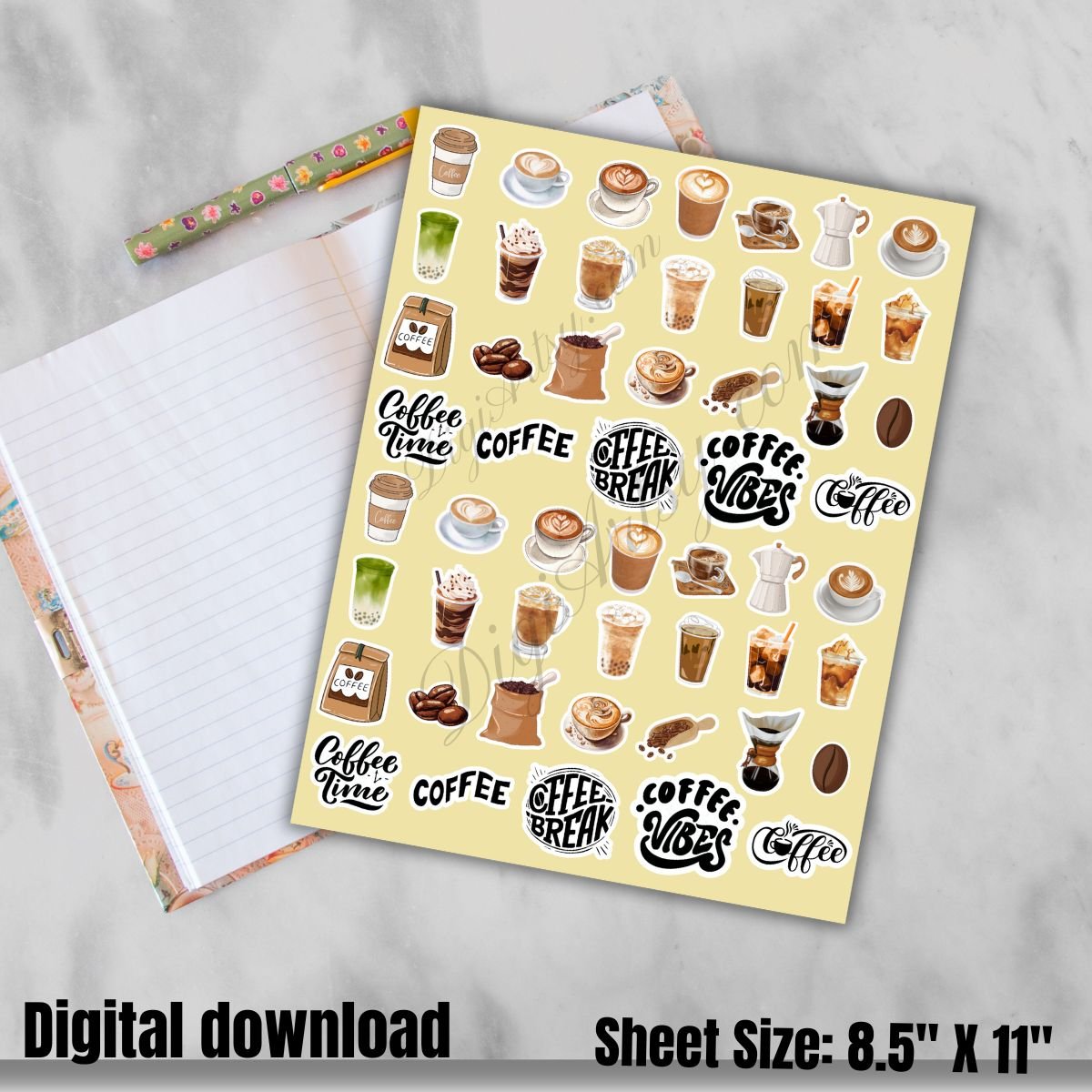 Cozy Cafe Stickers Digital