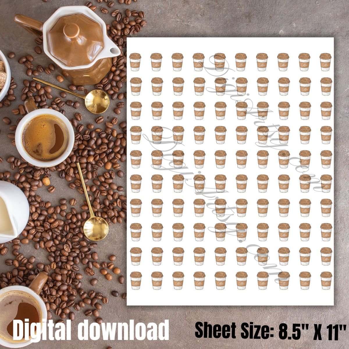 Coffee Digital Stickers for planner,