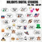 Digital Holidays Printable stickers Bundle