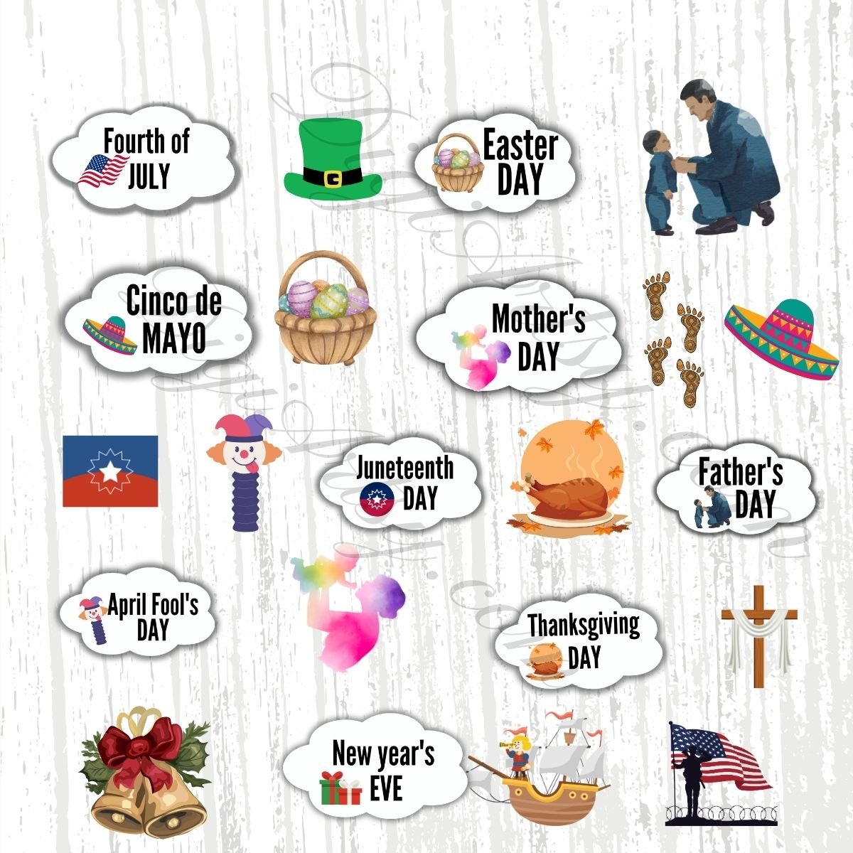 Yearly Holidays Printable stickers