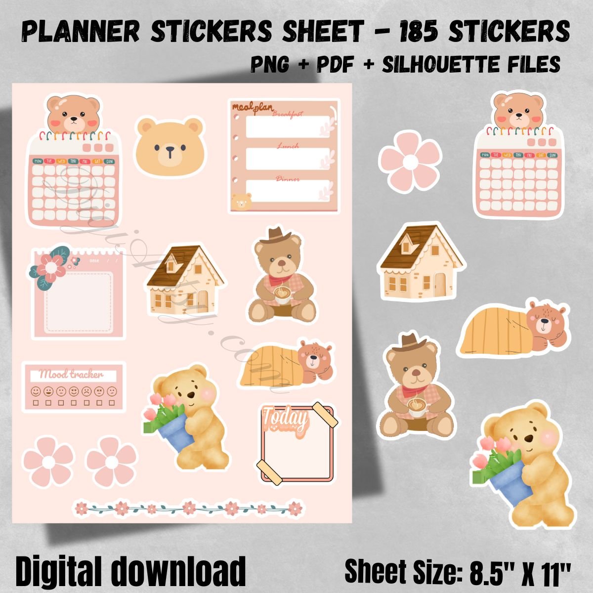 Cute Kawaii Digital Planner Stickers