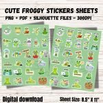 Cute Frog Stickers for Planner Pack