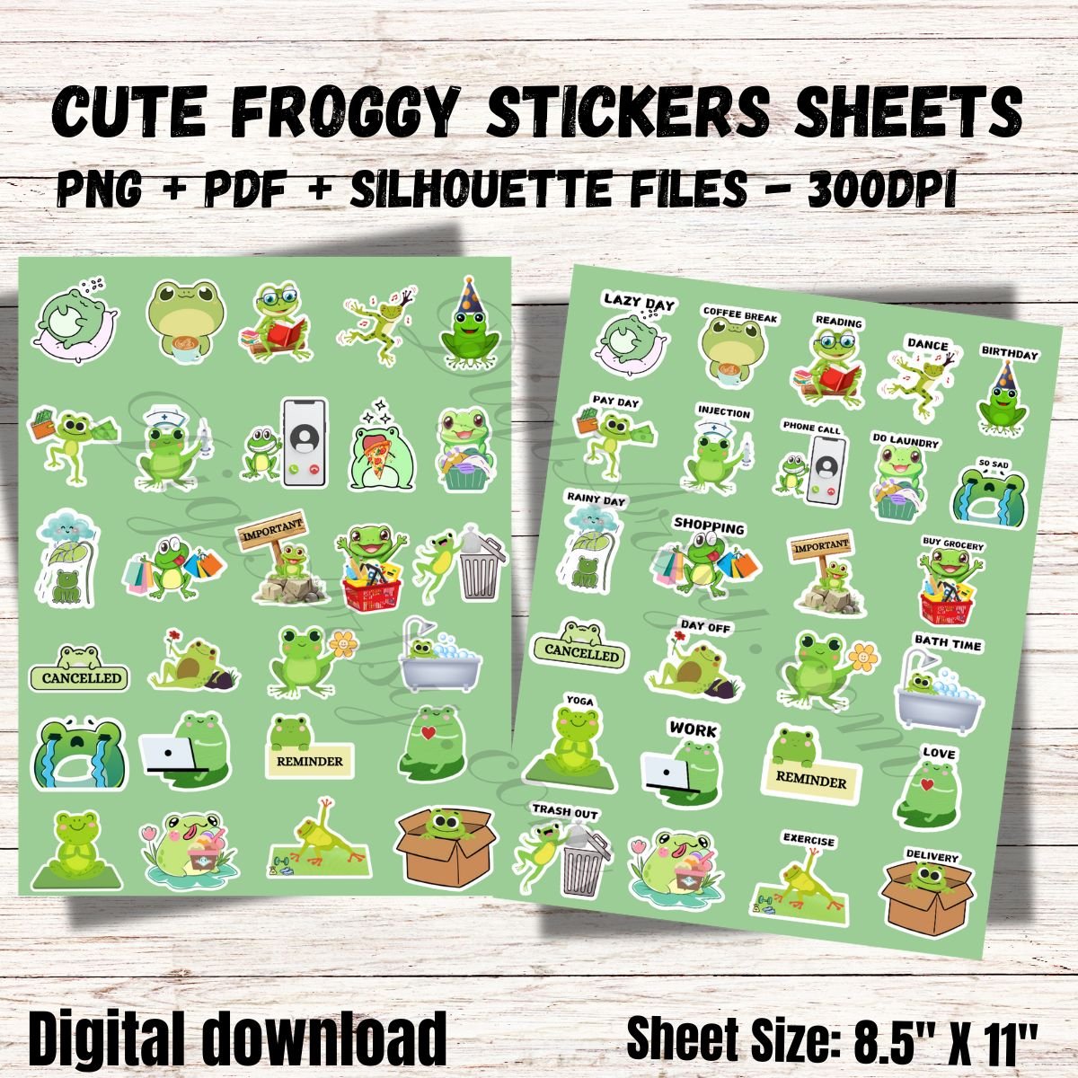 Cute Frog Stickers for Planner Pack
