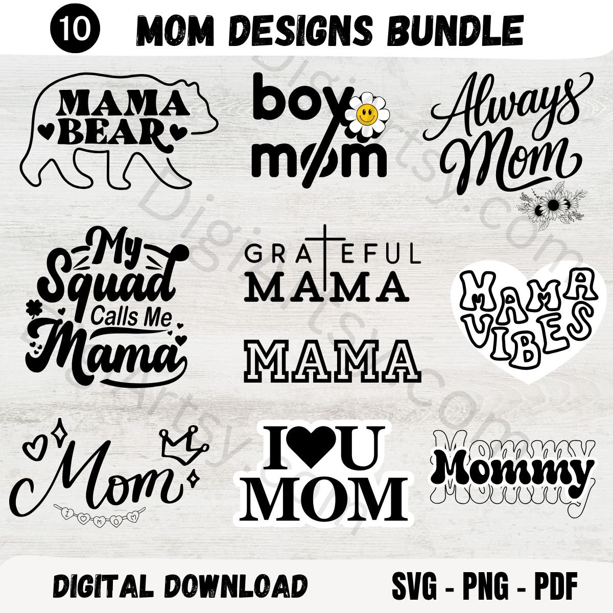 Adorable Mom T-shirt Design Print Bundle